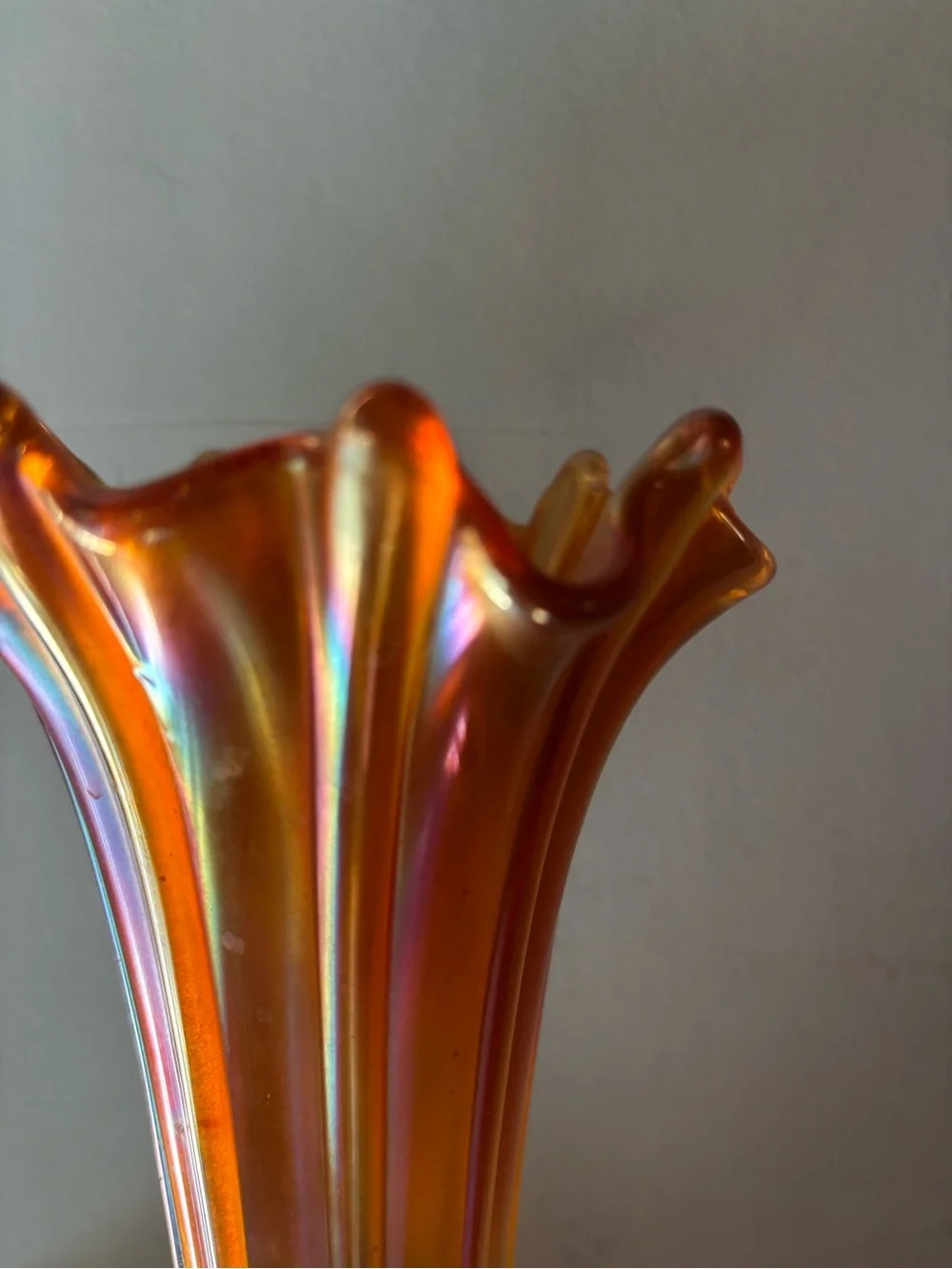 Vintage Carnival Glass fluted Vase-Home Accents